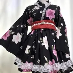 714⑥浴衣ドレス 地雷系 量産型 姫ギャル ロリータ 大人 ♡帯付き