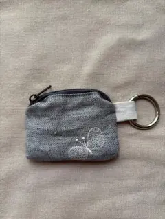 ハンドメイド　ミニポーチ　バッグチャーム　グレーのサムネイル
