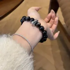 守護ブレスレット｜黒曜石×ムーンストーン（12mm）
