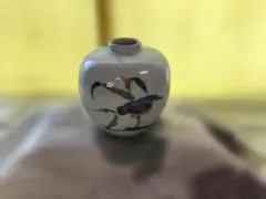 陶器 花瓶 一輪挿し 鳥柄