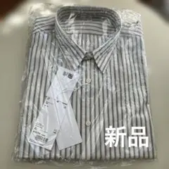 ユニクロ EFCプロードシャツ XL ストライプ　ダークグレー