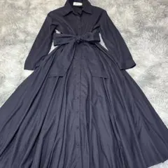 グレースコンチネンタル 23AW ツイルプリーツ切替ドレス ベルト ロング