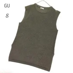 GU フレンチスリーブセーター ノースリーブニット S カーキ オリーブ
