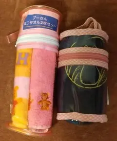 くまのプーさん他 タオルハンカチカバー付き2種　全3枚　新品 ウチノ製品