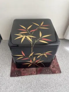 越前塗 三段重箱 漆器 結び文様 黒本漆塗り - メルカリ