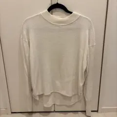 BEAUTY&YOUTH ビューティー&ユース　ホワイト リブ編み 長袖ニット