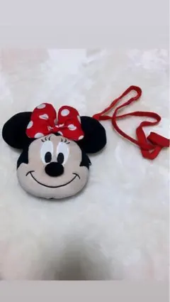 ミニーマウス 顔型ポーチ 赤リボン