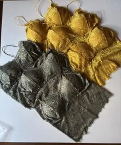 フリンジ付きレースキャミソール パッド付き2色セットまとめ売り