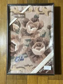 【新品未使用】SONIA GARAVANI アクリルフック玄関マット 茶系花柄