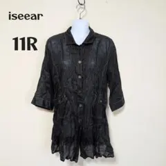 iseear 麻100% チュニック シャツ ブラウス 黒 11R L相当
