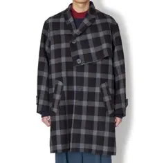 【kolor 22AW】ティルテッド チェック コート ネイビー 1のサムネイル