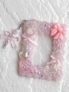 ホイップデコ トレカケース♡ピンククリアホワイトラメ③♡