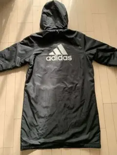 adidas フード付きロングコート 黒