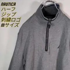 ノーティカ　ハーフジップ　グレー　スウェット　オーバーサイズ　Mサイズ　刺繍