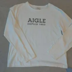 AIGLE ロゴ入り 長袖カットソー XL ホワイト