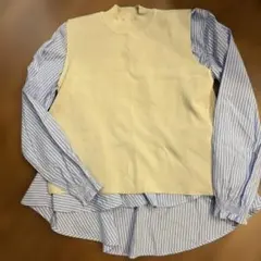 coca コカ　レイヤードデザイン トップス ストライプ　ブラウス　ニットベスト