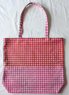 ハンドメイド　トートバッグ　大きめ　赤ピンク