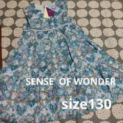 新品 センスオブワンダー リバティ ワンピース ブルー キティ size130