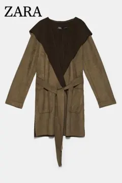 ZARA スエード調フード付きコート