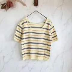 カスタネ Kastane サマーニット【F】ボーダー クロップド丈 良品✨