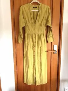 Kastane シャツワンピース ロング丈 イエロー