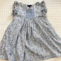 ワンピース 100cm ノースリーブワンピース ブルーとピンクの小花柄のサムネイル