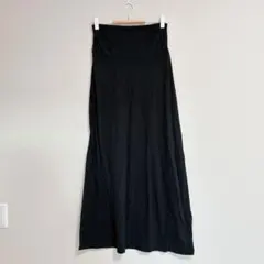 ✯値下げ大歓迎✯黒 フレアロングスカート ギャザー入り【M】