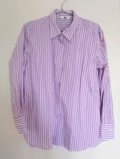 UNIQLO ストライプ長袖シャツ ラベンダー M