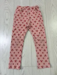 110 レギンスパンツ ミッキーマウス 西松屋 ピンク 女の子 綿混 総柄 格安