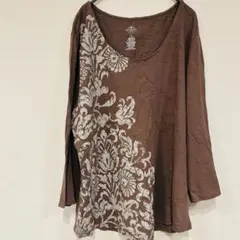 美品　S'T JOHN'S BAY ブラウン プリント チュニック 【XL】