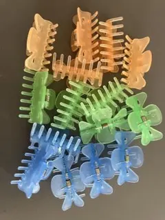 ヘアクリップ バンズクリップ 約3.9cm 16個セット オレンジ、ブルー、黄緑