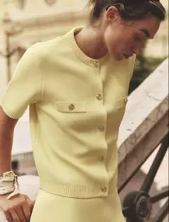 イエロー ショートスリーブ ニット