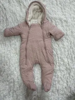 即日発送GAP ピンクドット柄ロンパース フード付き