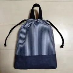 155 デニム調黒 40×35 体操服袋 巾着 男子 高学年 冬服 大 - メルカリ