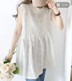 新品！クラシカルエルフ　総レースで女性らしさ抜群。立体ティアードブラウスのサムネイル