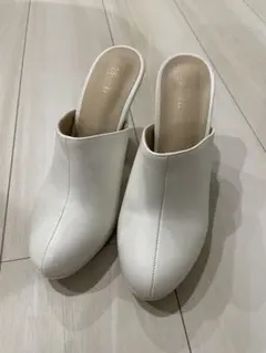 【ブライダルシューズ】ホワイトミュール ヒール11cm/23.0cm