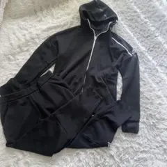 adidas 黒 ジャージ上下セット フルジップパーカー メンズ　XL