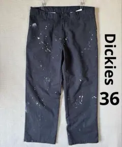 くったり×ペンキ W36 Dickies ディッキーズ ワークパンツ ブラック