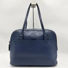 美品✨ アニエスベー トートバッグ A4収納可 肩掛け レザー ロゴ金具 紺