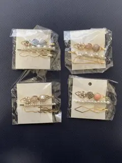 ビーズ付きヘアピン4個セット