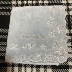 Afternoon Tea ハンカチ ライトブルー 花柄刺繍のサムネイル