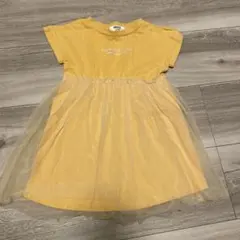 BREEZE 半袖チュールワンピース 90cm オレンジ色