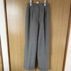ワイドストレートパンツ7号グレー千鳥格子【新品未使用】