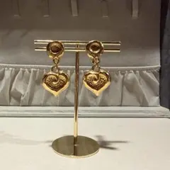 レトロ 80年代 バブル期 ゴールド ハート型 イヤリング