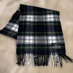 カシミヤ 100% グリーン系　チェック　マフラー