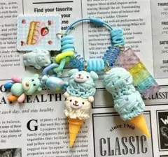じゃらじゃらキーホルダー　ハンドメイド　フェイクフード　くまちゃん　アイス