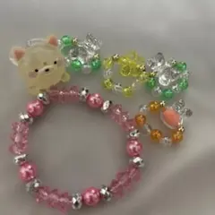 キッズ用 ビーズアクセサリーセット リング ブレスレット