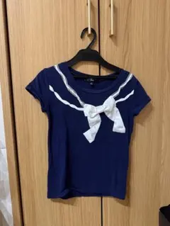 Barbie ネイビー リボン 半袖 Tシャツ