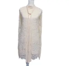 未使用レディースボウタイ ポンチョ レース ワンピースライトベージュフリーサイズ