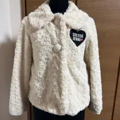 JENNI 150㎝ホワイト アウター ファーコート リボン キッズ ジャケット